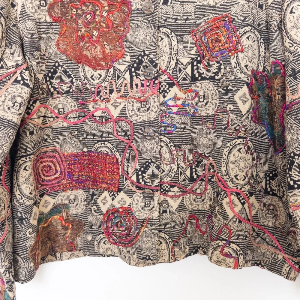 VTG Coldwater Creek Womens Jacket Size 1X‎ Multi Tapestry Boho Artsy Indie Retro